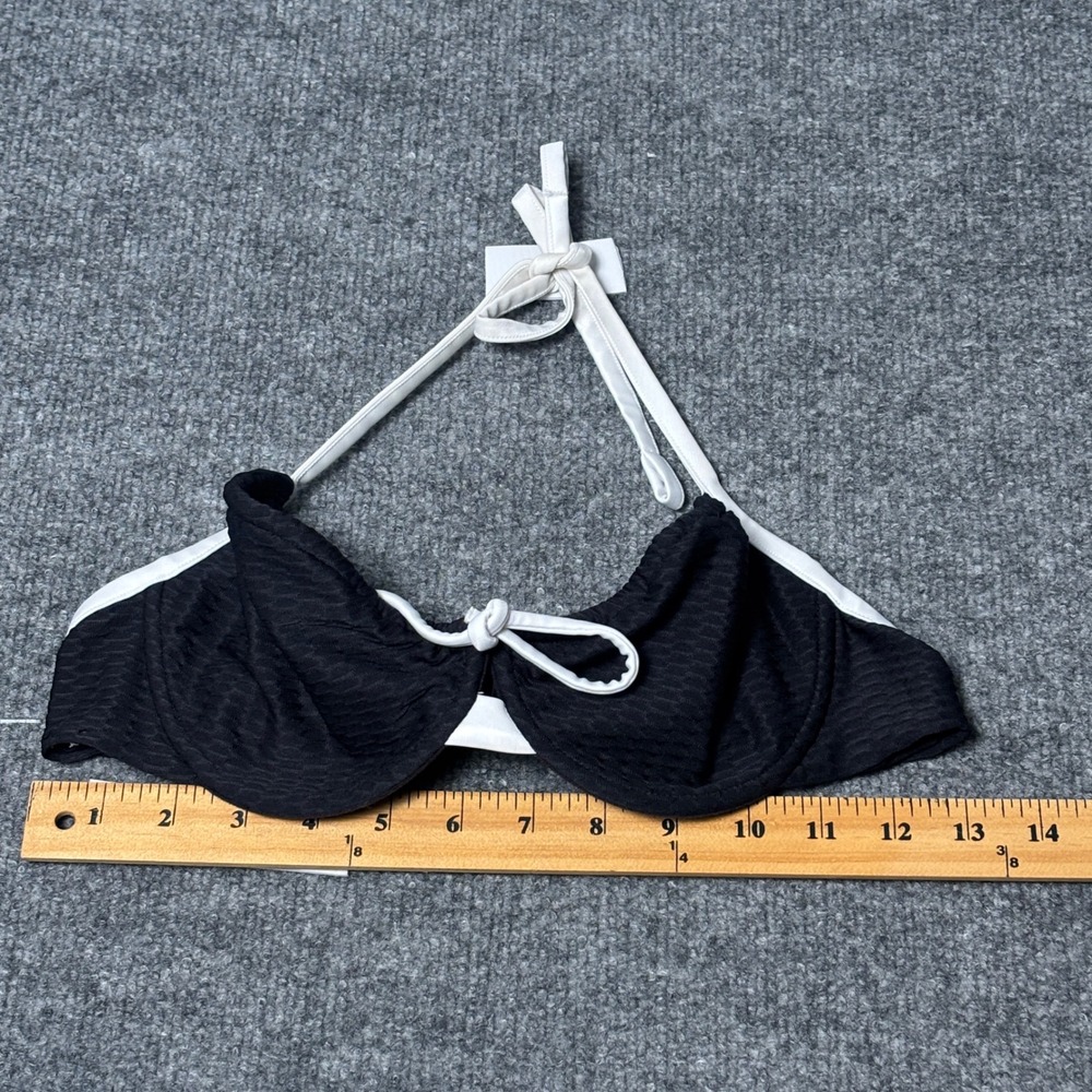 Calzedonia Bikini Set Womens S Black White Cobey Seersucker Underwire Halter - Picture 6 of 11